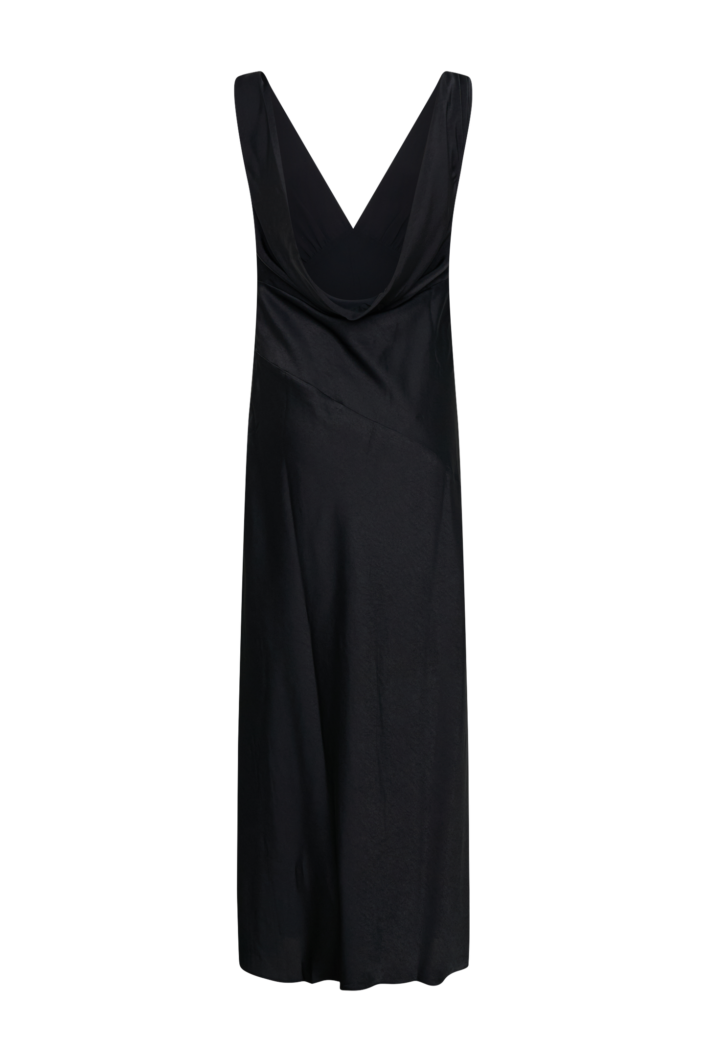 Vestido maxi de satén Nadia con escote cowl en la espalda - Negro