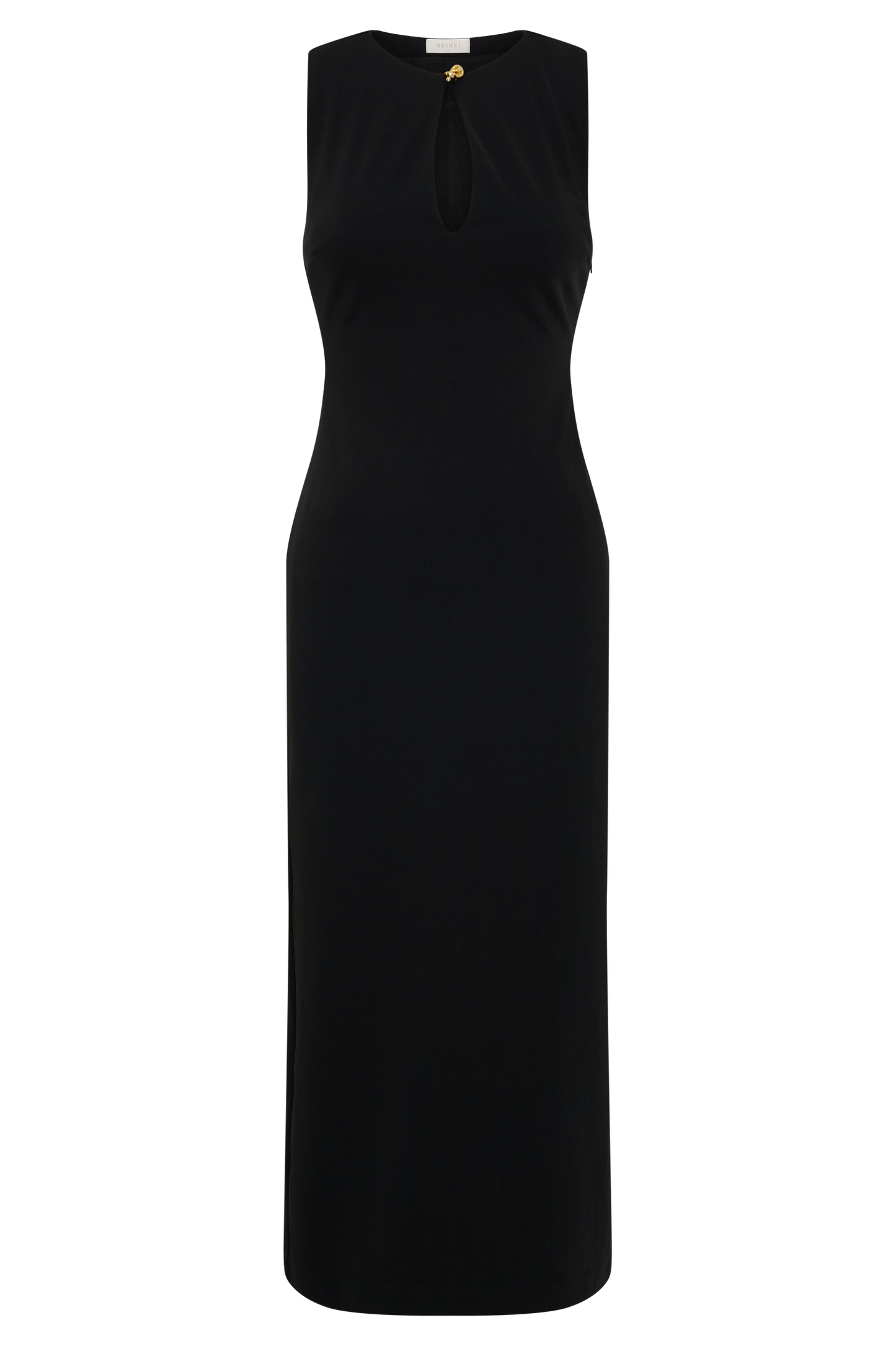 Vestido midi sin mangas Norah de crepé - Negro