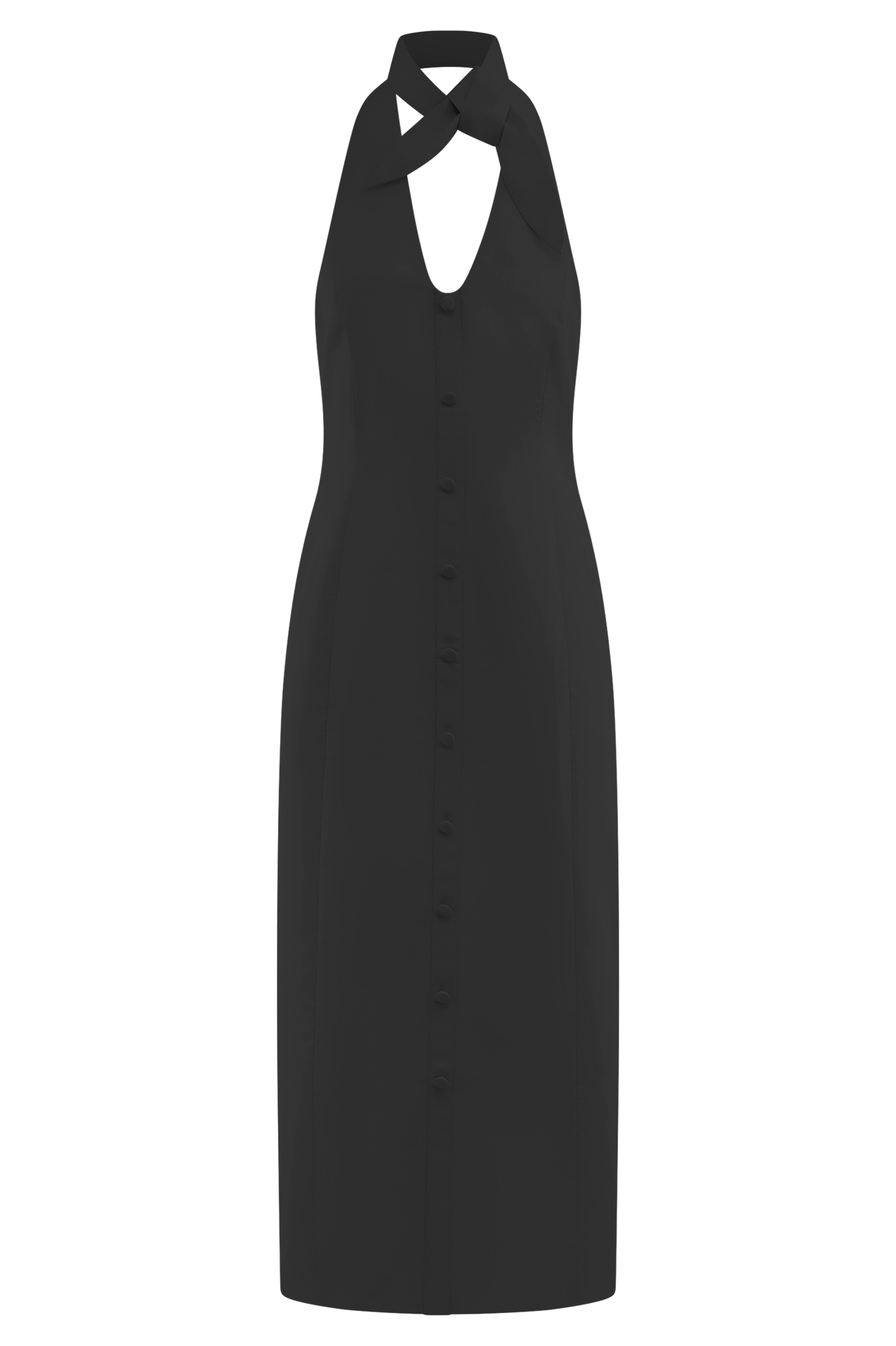 Vestido midi con cuello halter de Simona - Negro