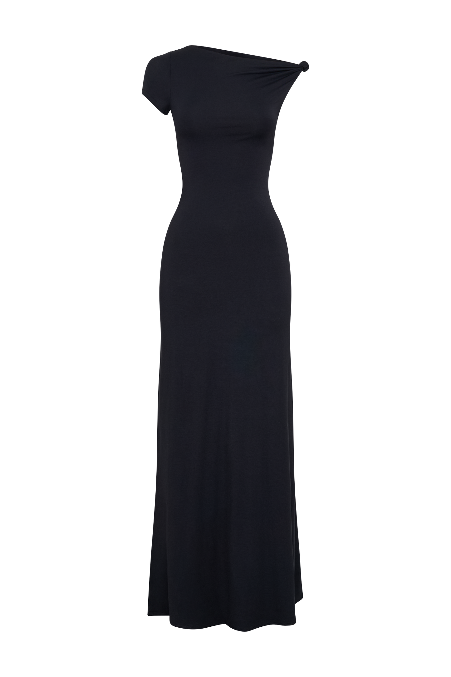 Vestido maxi de manga corta Tamsin de modal - Negro