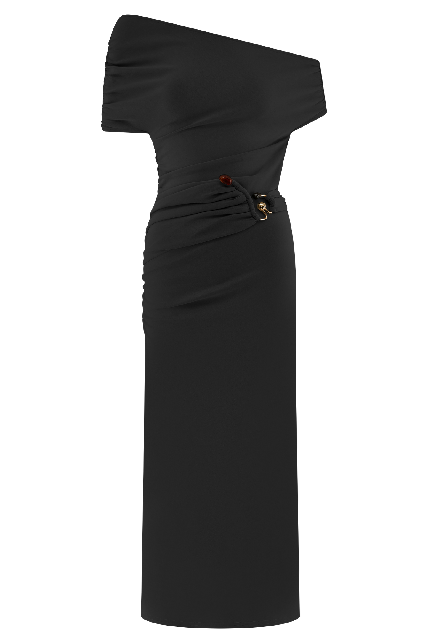 Vestido midi de neopreno Kendra con hardware - Negro