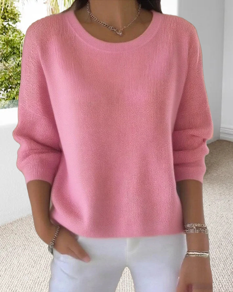 Pull uni de cuello redondo con hombros caídos